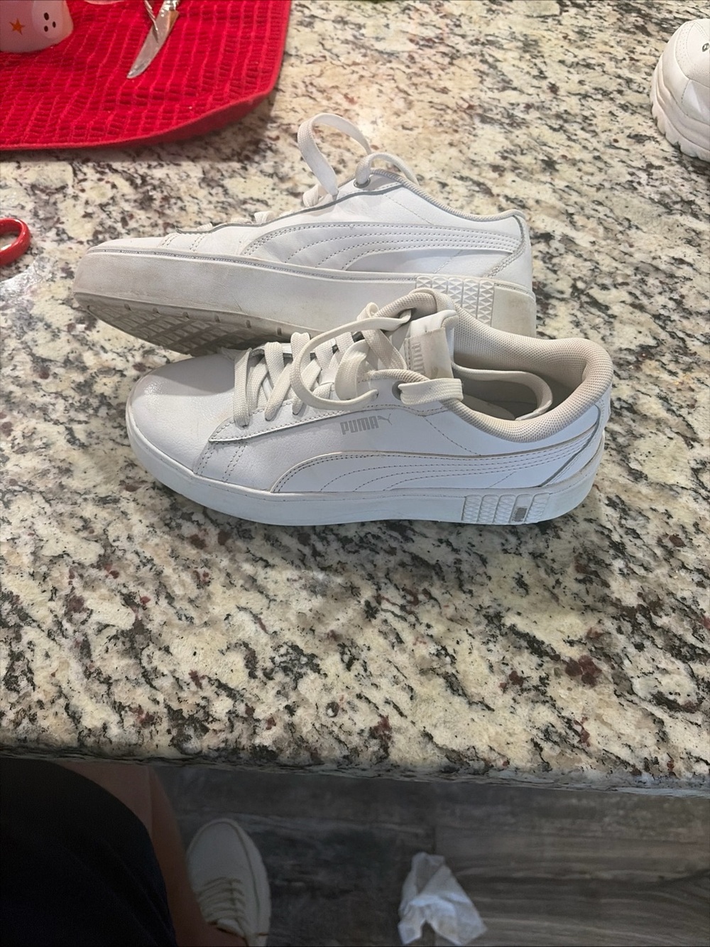 Puma White Kids Low-Top Lace-Up Sneakers